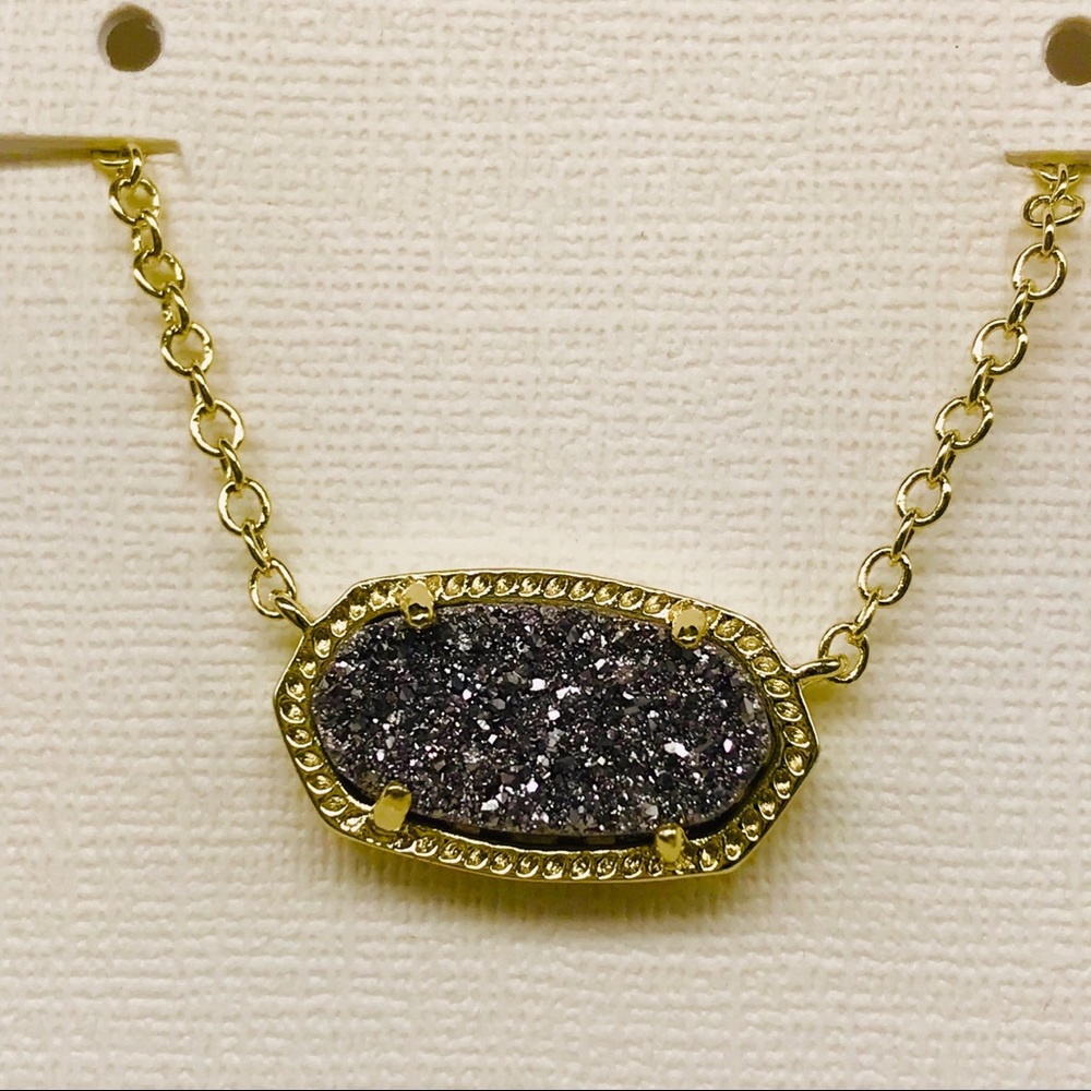 Kendra Scott Elisa platinum Druzy pendant & Gold color Necklace